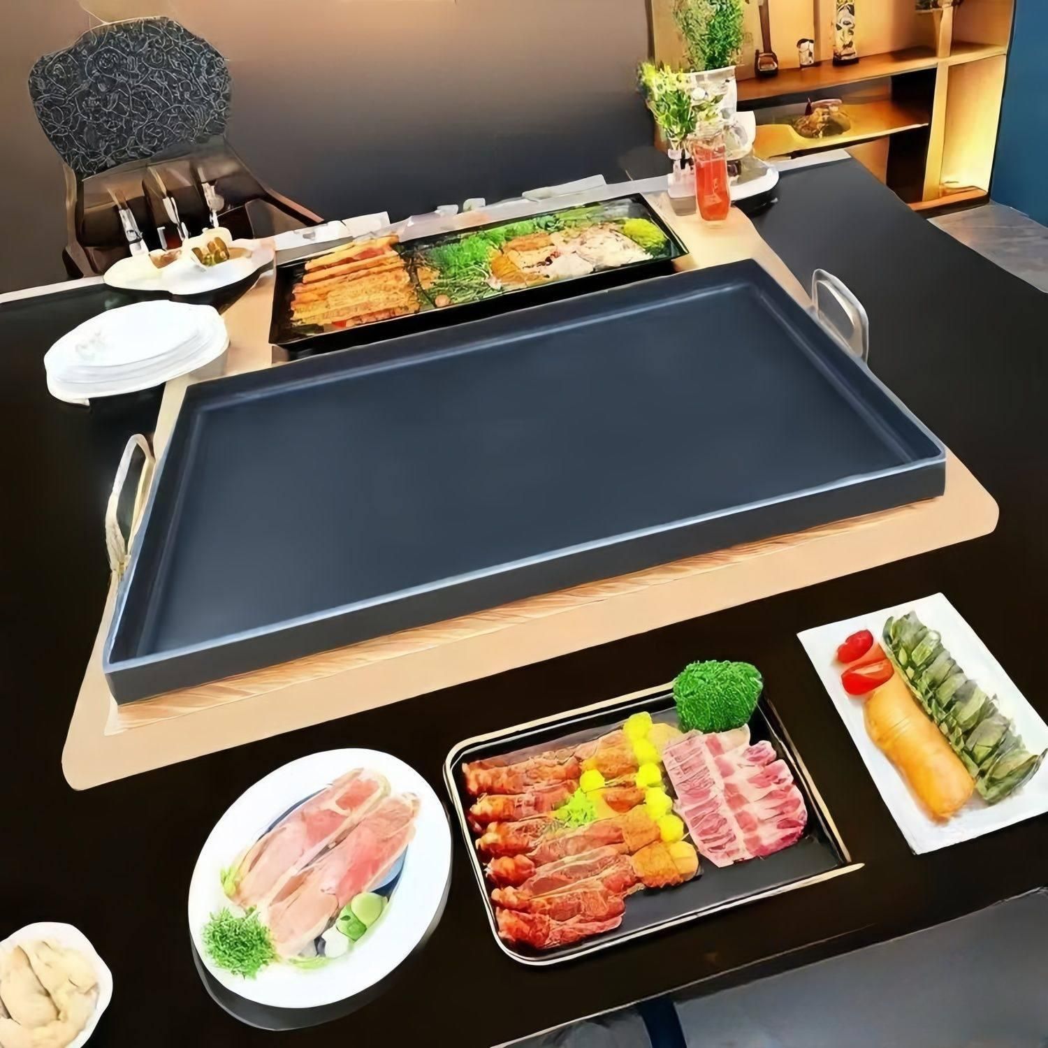 그리들 사각철판 캠핑용 업소용 부침개 사각 닭갈비 주물 대형 그릴 그리들팬 구이판 바비큐 - 상품 이미지
