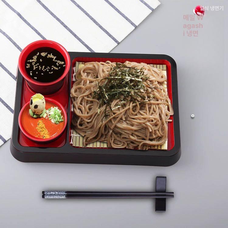 이자카야 채반 메밀 접시 구형 벤또 정사각형 소바 트레이 일식 파도 발 튀김 접시대나무 - 상세 이미지 2