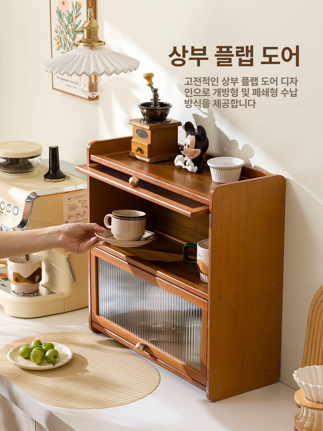 엔틱선반 미니 찬장 수납장 홈카페 다기 꾸미기 엔틱그 릇장 그릇 찻장 인테리어 - 상세 이미지 2