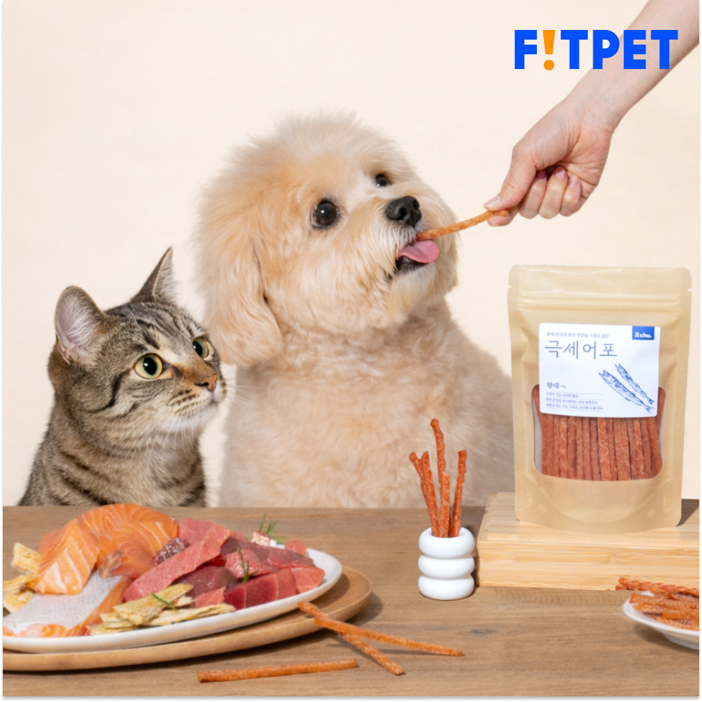 잇츄 극세어포 육포 강아지 반건조간식 고양이 수제 생선 스틱 저알러지 개껌 - 상품 이미지