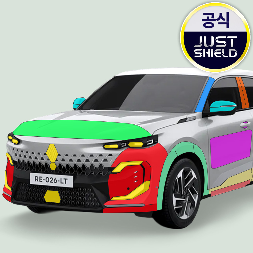 저스트쉴드 르노 필랑트 유광 PPF필름 헤드라이트 데일라이트 전방센서 엠블럼 롱 부분구매