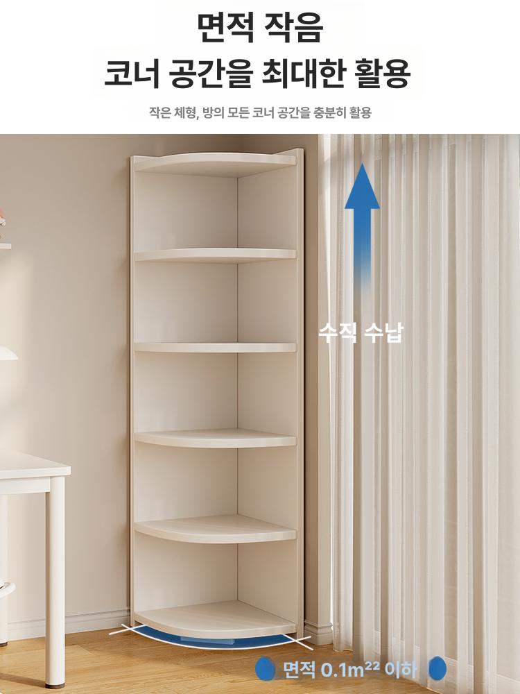 코너수납장 모서리 서랍장 구석 틈새 장 선반 따뜻한 원목 인테리어 장식장 필요 캐비닛 - 상세 이미지 3