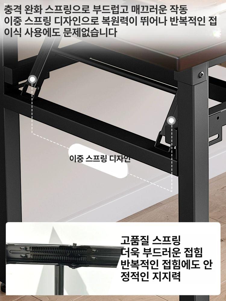 원목 접이식 책상 수납 폴딩 철제 간이 소형 테이블 슬림 컴퓨터 데스크 월넛 학생용 미니 - 상세 이미지 3