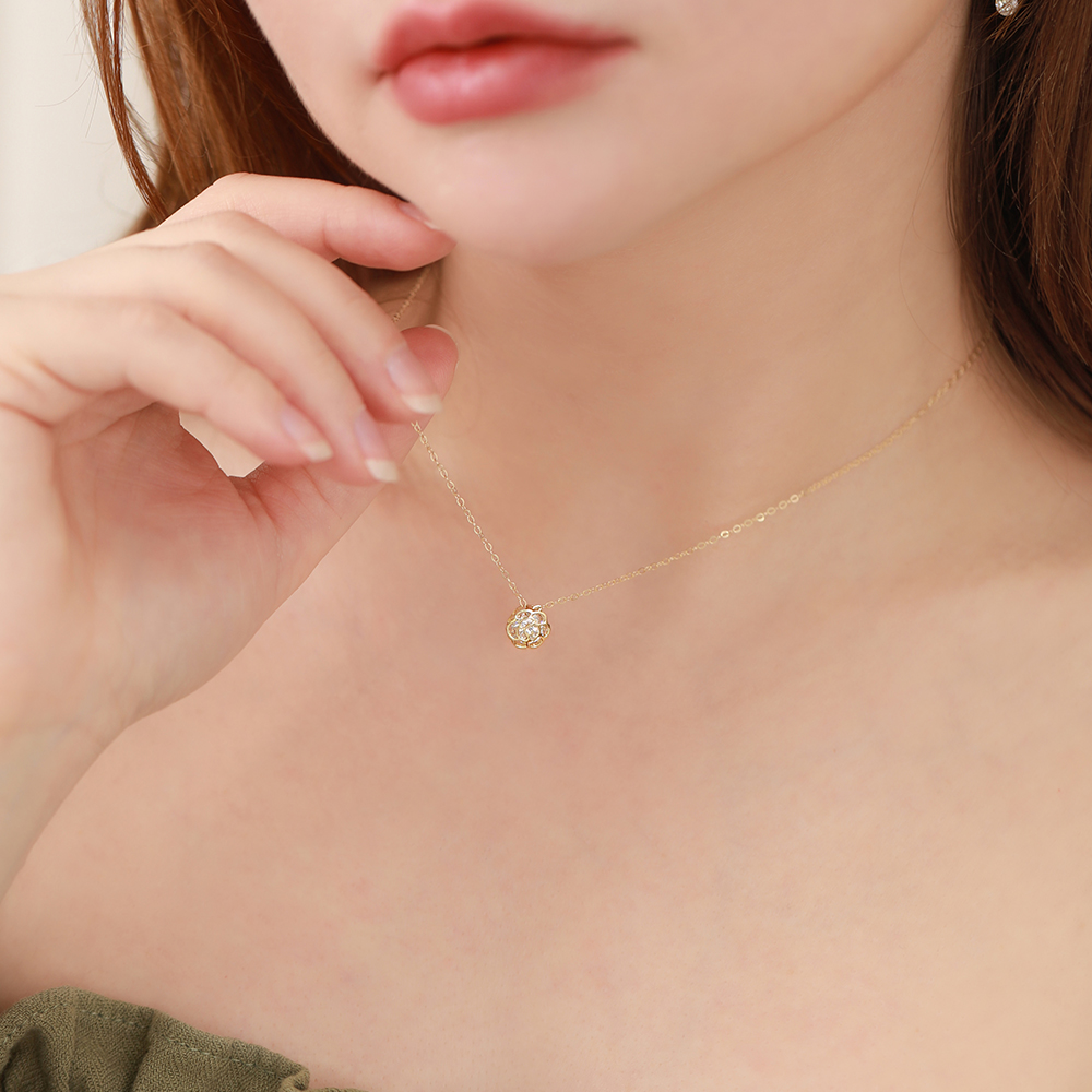 14k 장미 목걸이 팬던트 명품 여자 목걸이 브랜드 체인 목걸이 줄 - 상세 이미지 3