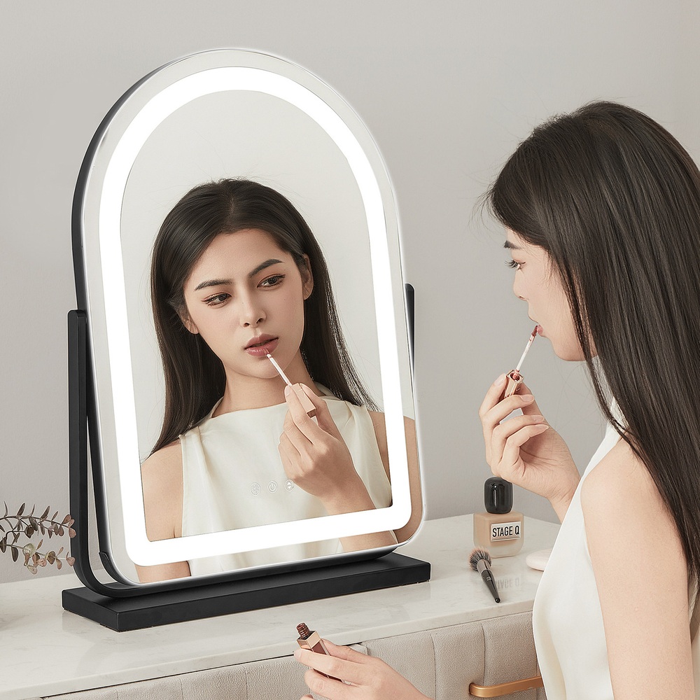 충전식 LED 화장대 아치형 스마트 메이크업 거울 조명 벽걸이 겸용 탁상 스탠드형 - 상세 이미지 3