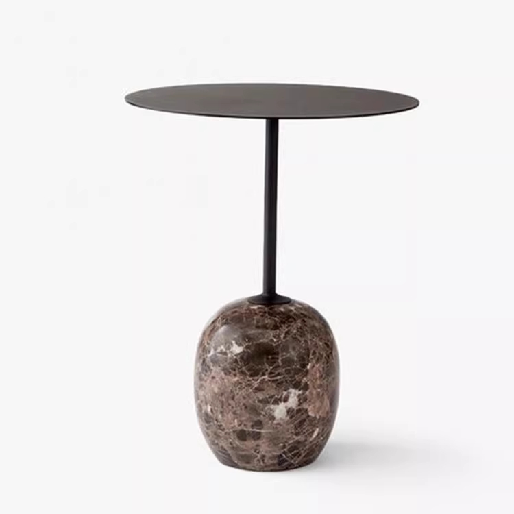 대리석 사이드 테이블 탁자 선반 소파 침대 원형 커피 40x50cm 검은색 - 상세 이미지 2