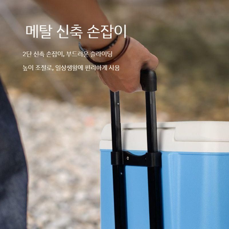 아이스박스 카트 야외쿨러 아이스버킷 캐리쿨러 휴대용 트롤리형 낚시용 바퀴가 달린 38리터 블랙 타이로드 + 이미지 6