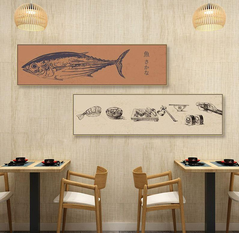 이자카야액자 일식 액자 초밥집 그림 식당 가게 매장 레트로 이자카야 사진 참치 포스터 - 상품 이미지