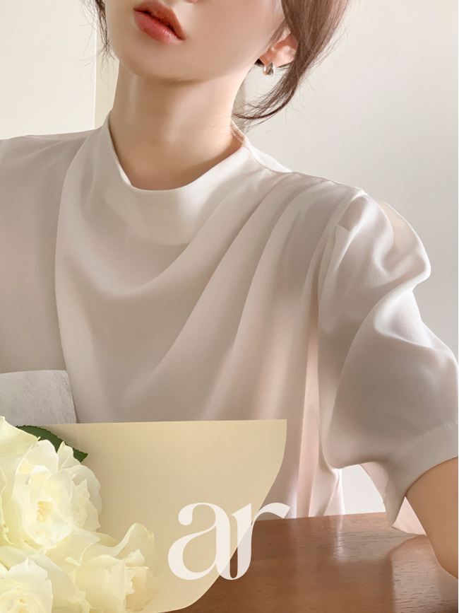 하이넥 드레이프 블라우스 bs8752 이미지 2