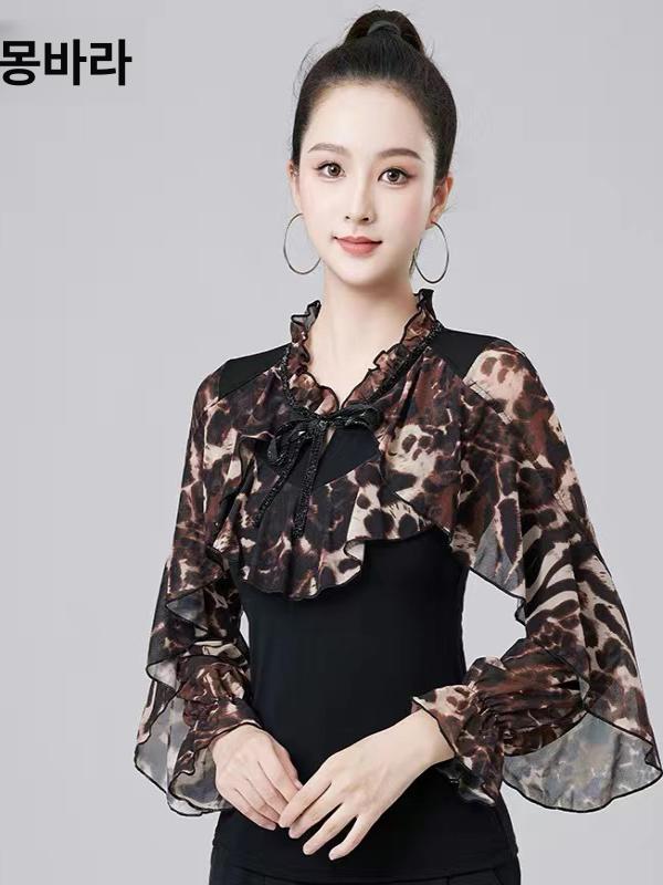 방송댄스의상 라인 댄스복 줌바 스포츠 상의 라틴 무대의상 방송 사교 - 상세 이미지 3