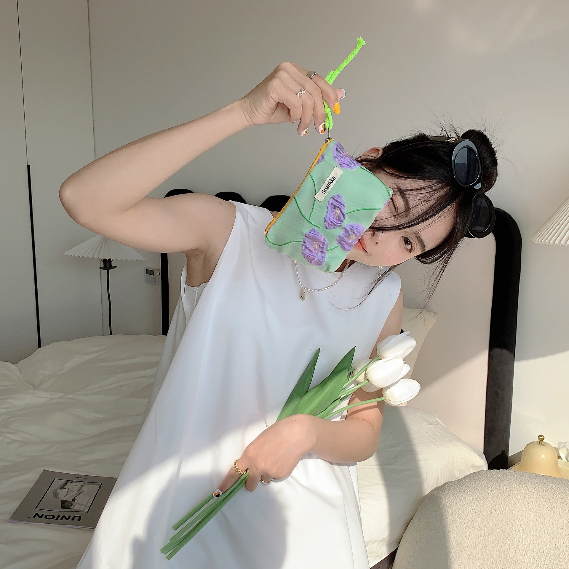 미니 파우치 여행용 휴대용 이너백 생리대 화장품 메이크업 다용도 수납 알로카시아(P002) - 상세 이미지 4