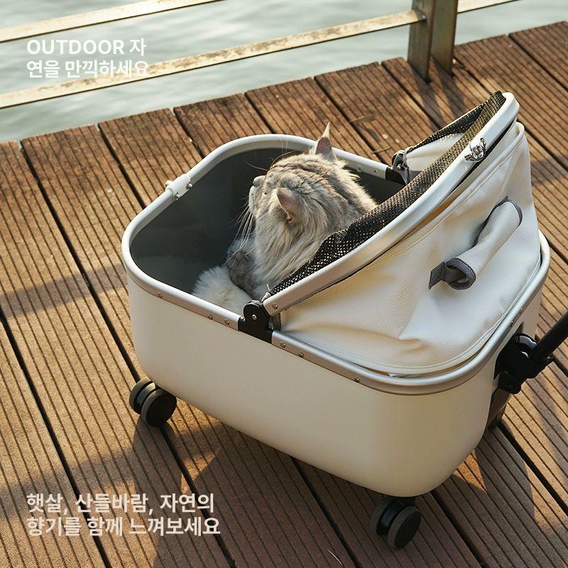 고양이 캐리어 이동가방 투명 휴대용 펫 트롤리 애견 반려동물 가방 여행 백팩 켄넬 통기성 - 상세 이미지 4