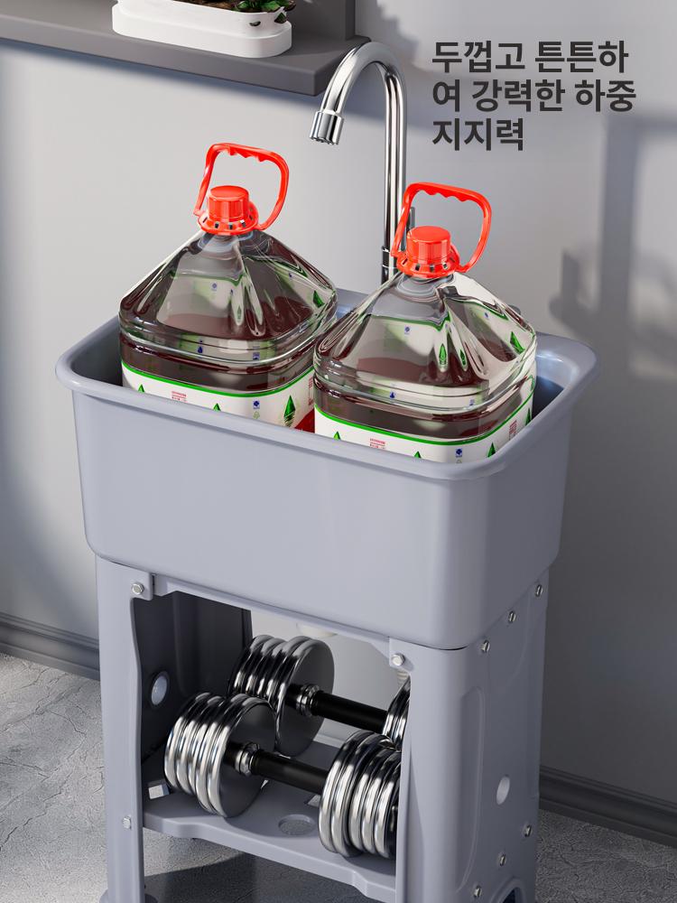 야외 개수대 플라스틱 농막 미니 수동 탕비실 펜션 미 캠핑 간이세면대 캠핑장 세면대 임시 - 상세 이미지 4