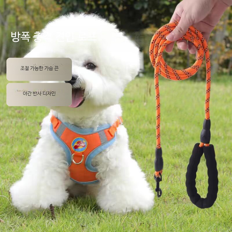 강아지 가슴줄 하네스 소형견용 조끼형 반려견 리드줄 통기성 여름용 애견용품 - 상품 이미지