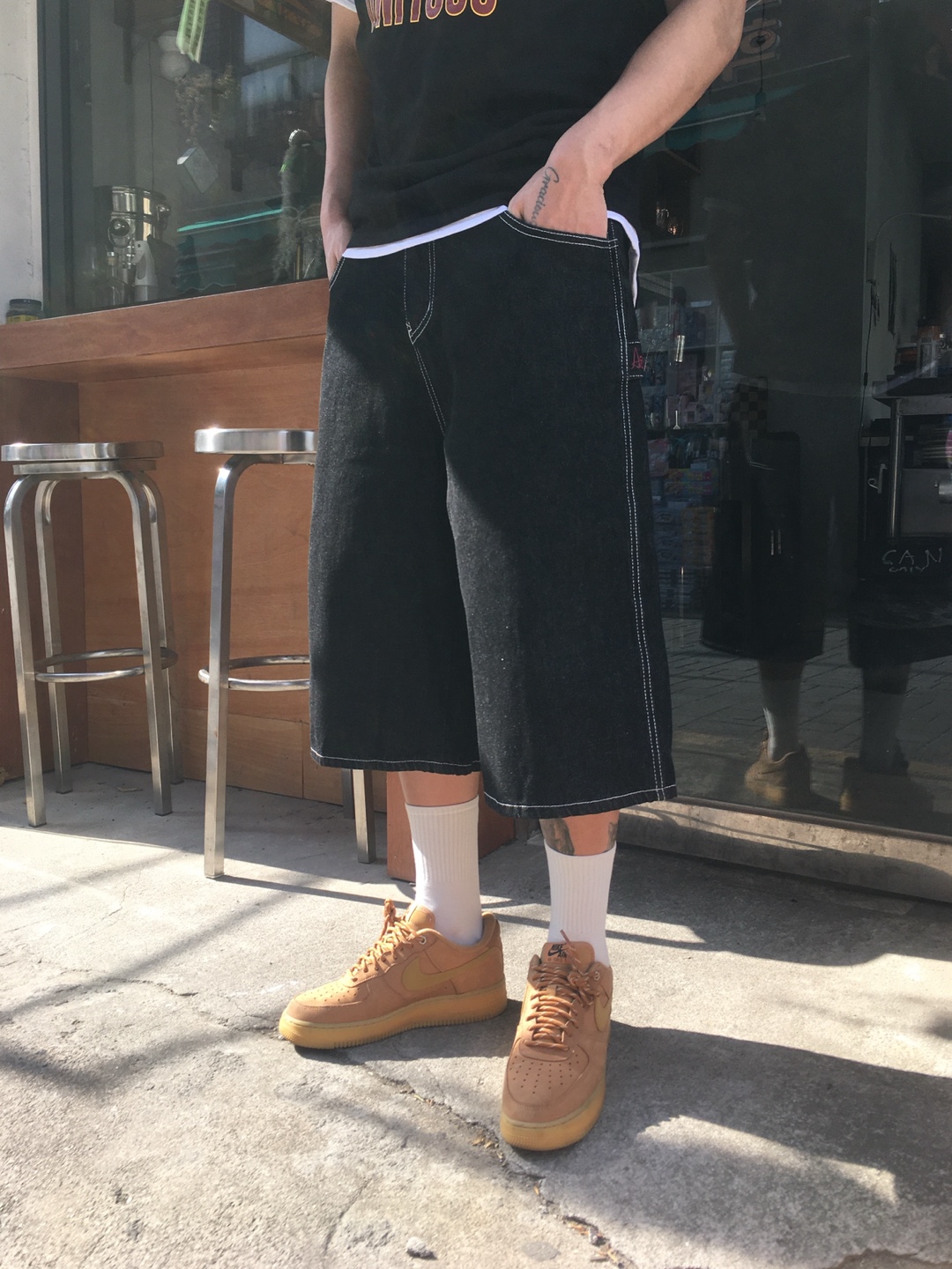 카일 셀비지 레터링 버뮤다 데님 팬츠 이미지 8