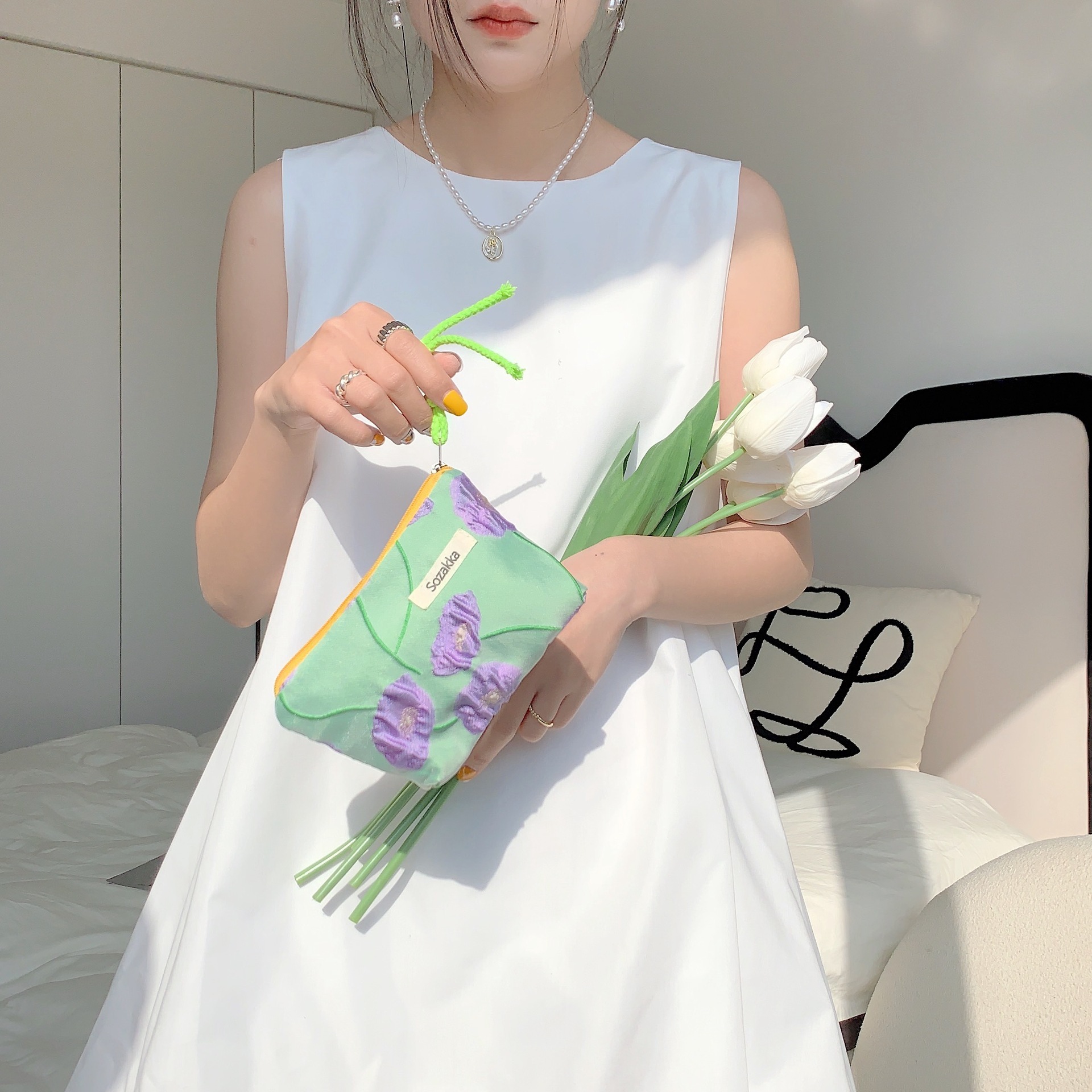 미니 파우치 여행용 휴대용 이너백 생리대 화장품 메이크업 다용도 수납 알로카시아(P002) - 상세 이미지 2