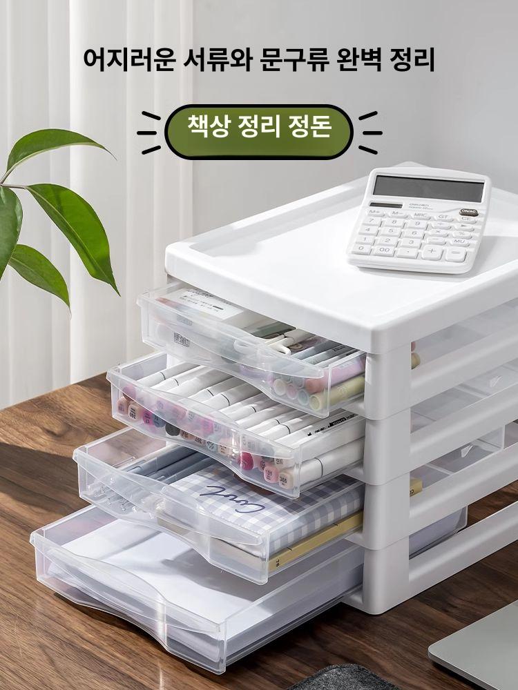 이동식 서류함 다층 삼단 분류 캐비닛 위 투명 책상 문서 사무실 선반 탁상 수납함 바퀴 - 상세 이미지 4