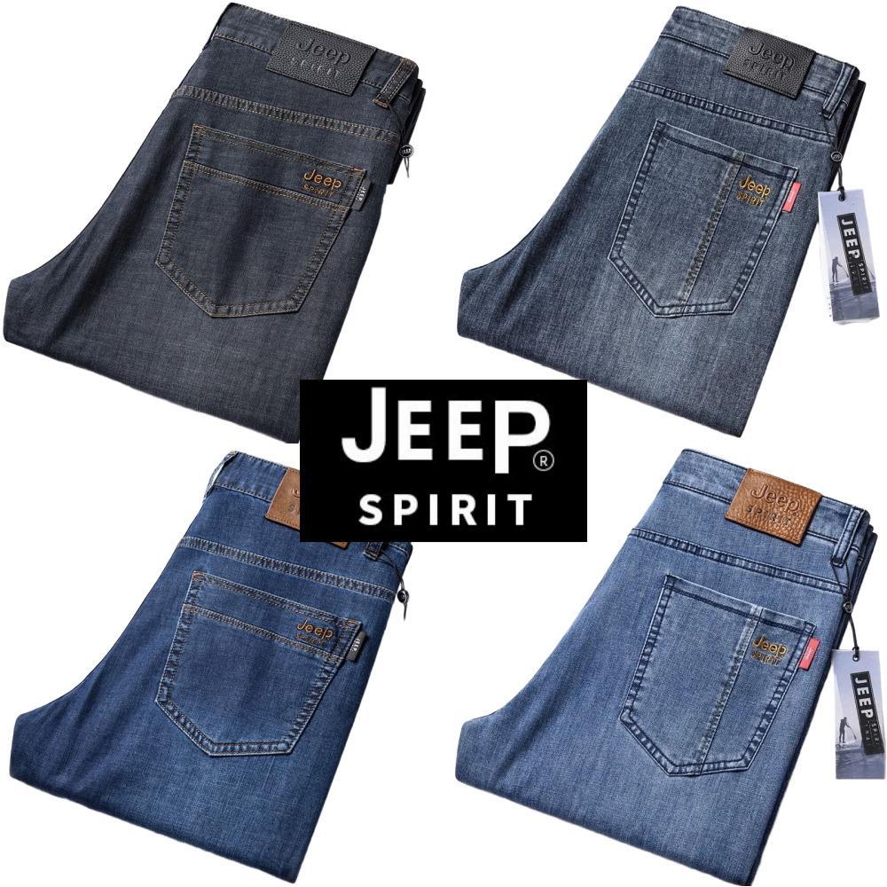LisCOM Jeep 남성 얇은 청바지 일자 빅사이즈 루즈 스트레이트 플러스 바지 - 상품 이미지