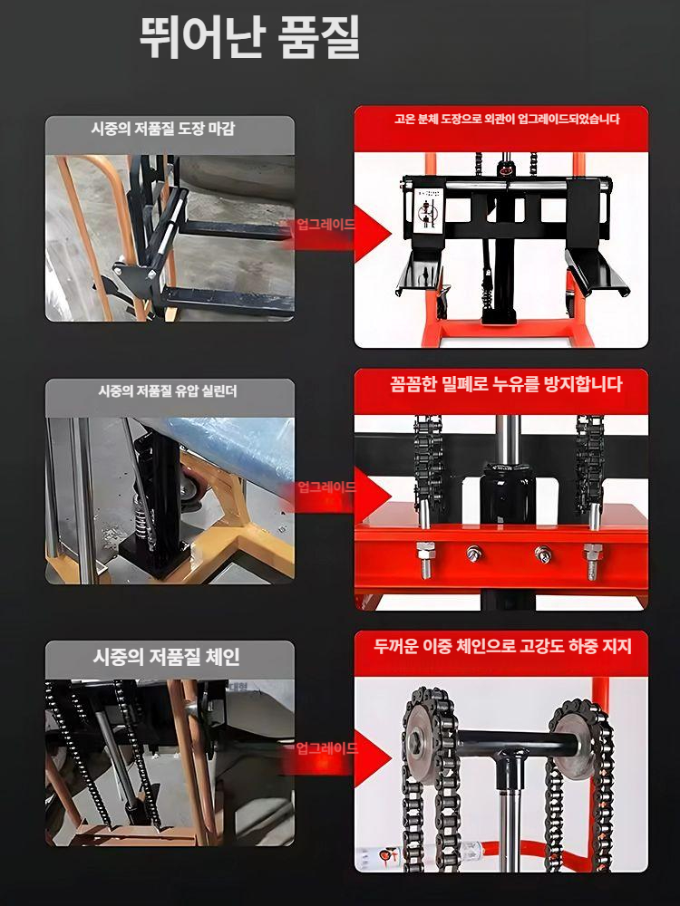 유압실린더 포크리프트 지게차 리프트 화물용 운반기 평생 핸드자키 핸드파레트 미니지게차 - 상세 이미지 3