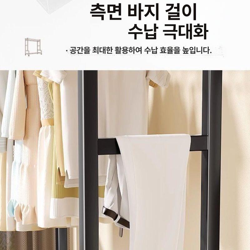 철제 행거 드레스룸 이동식 서랍행거 옷걸이행거 건조 원룸 옷 스탠드 옷걸이 바퀴 철제행거 - 상세 이미지 3