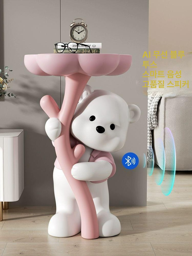 곰돌이트레이 인테리어 오브제 거실 트레이 장식 소품 차키보관함 곰 현관 열쇠 차키트레이 - 상세 이미지 4