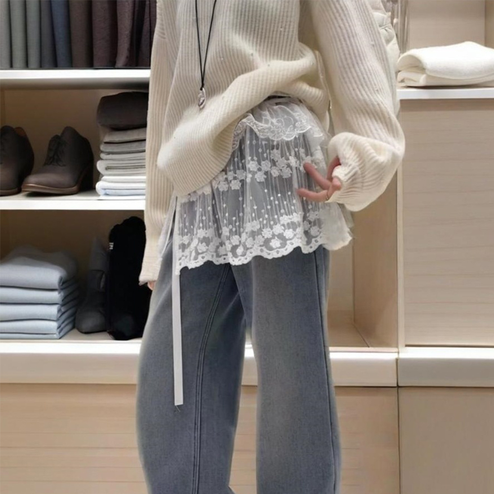 발레 코어룩 안개꽃 시스루 랩스커트 레이어드룩 레이스 힙 가리개 레깅스 커버업 힙커버 - 상세 이미지 2
