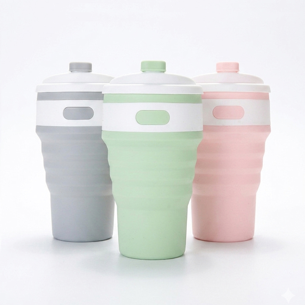 1+1 쏙접이 휴대용 접이식 실리콘 텀블러 350ml - 상세 이미지 2