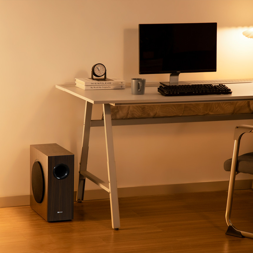 [EDIFIER T5S 서브우퍼 70W 고출력 중저음 액티브 스피커 브라운 사진 3