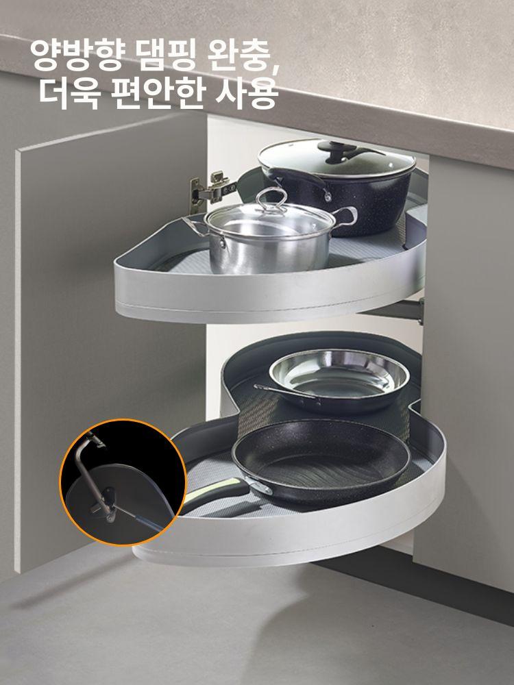 싱크대 수납하부장 슬라이딩 코너선반 스윙코너 수납 정리 주방 냄비 코너장 씽크대 하부 - 상세 이미지 3