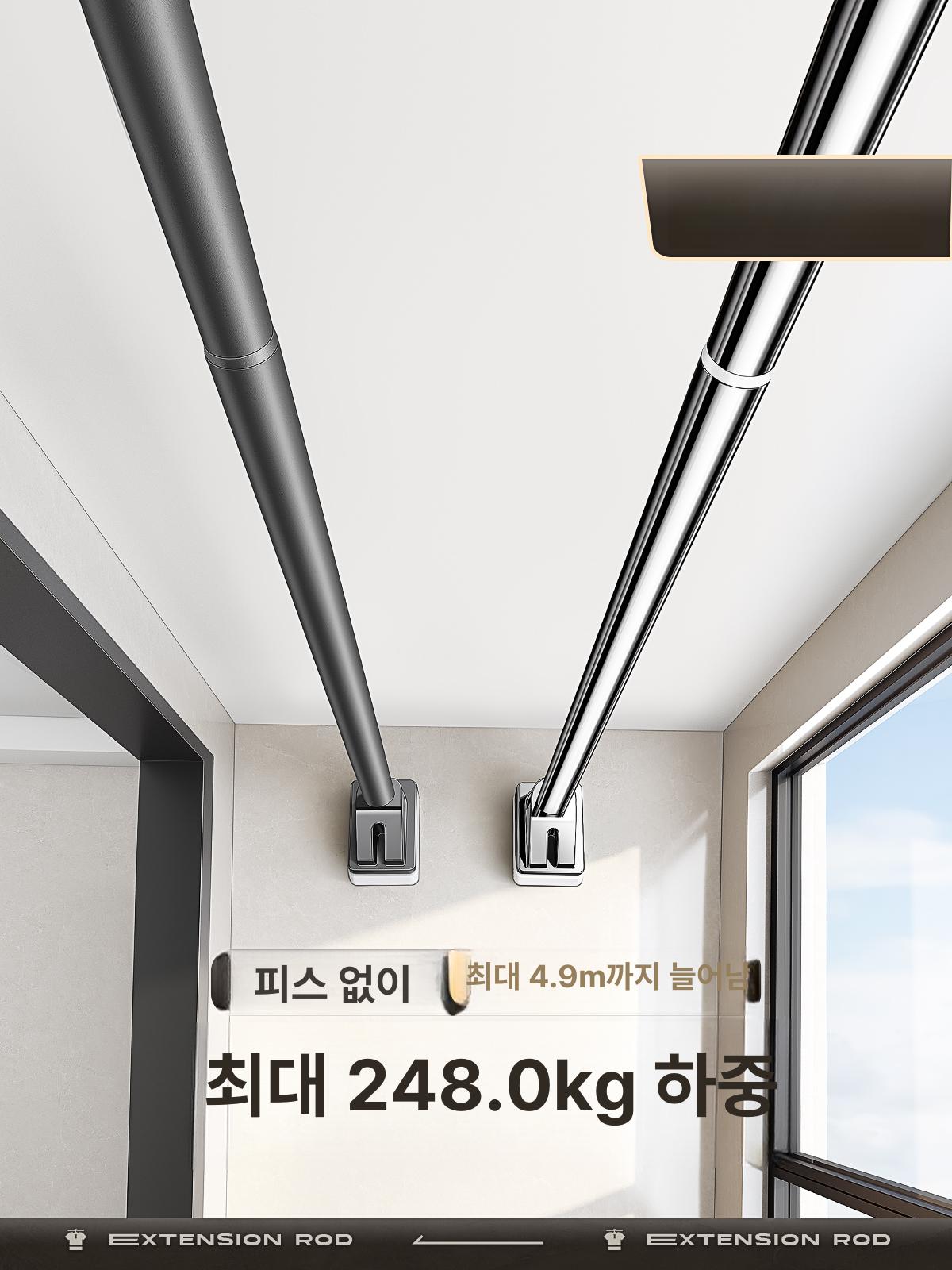 천정 건조대 설치형 스테인리스 자동 부착형 올스텐 행거 빨래건조대 부착 튼튼한 스텐봉 - 상세 이미지 2