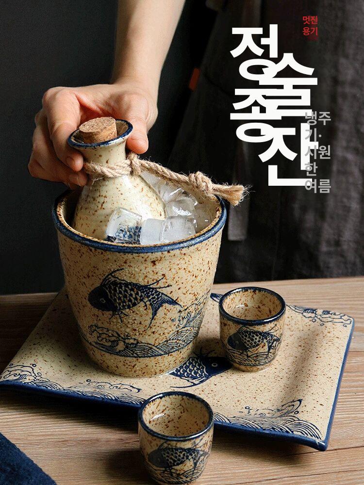 도쿠리 세트 일식 술잔 온사케 일본풍 워머 가정용 잔 주병 병 사케 정종 쟁반 일식주점 - 상세 이미지 2