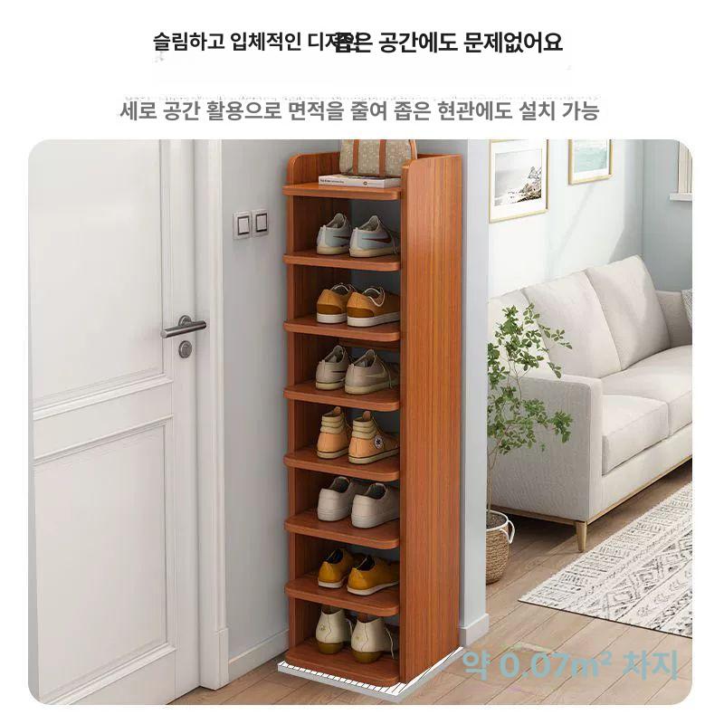 신발정리대 가정용 틈새 수납장 신발장 좁은 현관 접이식 슈즈렉 슬리퍼 슬림 - 상세 이미지 2