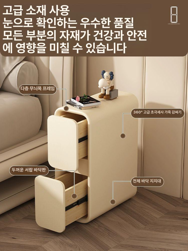 슬림협탁 사이드테이블 틈새 수납 침실 침대 서랍 가구 간이 모던 미니 침대협탁 탁자 - 상세 이미지 3