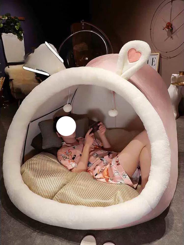 인간동굴 텐트 초대형 버전 둥지 방석 플러시 꿀잠 인간 동굴 하우스 숨숨집 안락 - 상품 이미지
