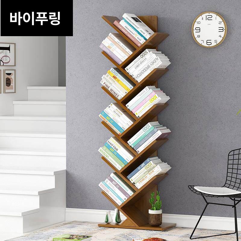북타워 스탠딩 지그재그 나무 도서관 선반 서재 책수납 인테리어 장식대 북트리 스탠드 - 상세 이미지 2