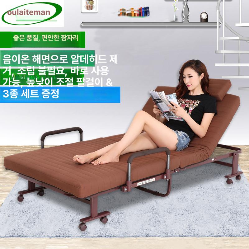 접이식 간이침대 사무실 그을음 이동식 싱글 보안실 휴대 폴딩베드 간병용 접는 원룸 침대 - 상세 이미지 2