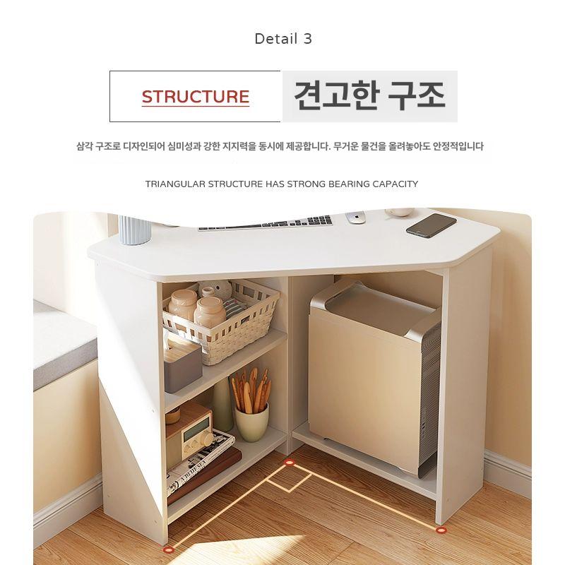 코너 삼각책상 원목 컴퓨터책상 ㄱ자 테이블 인테리어 협탁 미니 책상 컴퓨터 삼각 코너책상 - 상세 이미지 3