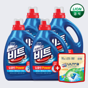 비트 딥클린 파워세탁 액체 세탁세제 3L 일반 본품x4개+캡슐 5입