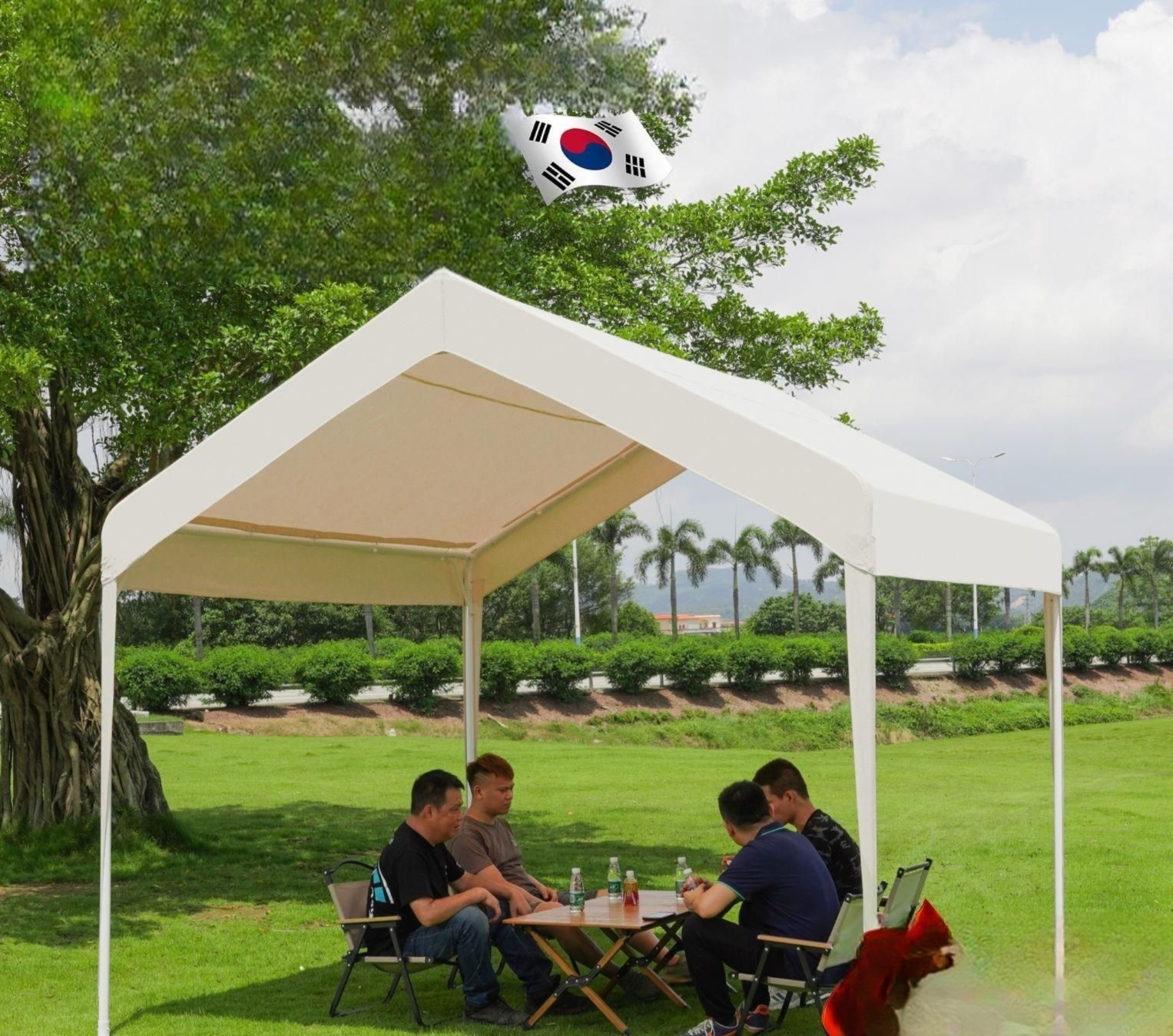 간이 쉼터 그늘막 방수 부스 자바라 행사용 축제 주차 근로자 캐노피 지붕 이동식 접이식 - 상품 이미지