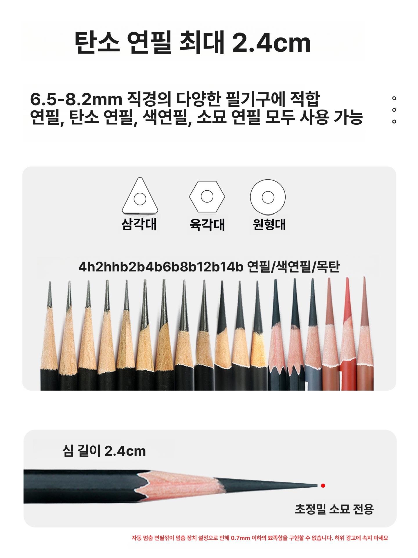 연필깎이 미술용 심조절 수동 샤프너 부품 충전식 스케치 소묘 연필 자동 깎이 미니 무선 - 상세 이미지 4