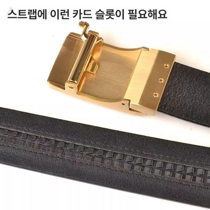 벨트 남성 가죽 황동 바 소가죽 솔리드 스트랩 버클 캐주얼 레더 혁대 남자벨트 - 상세 이미지 3
