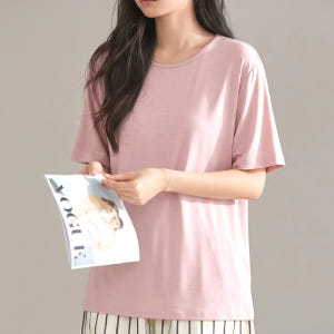 캡내장반팔티 모달 노브라티셔츠 여성 잠옷 루즈핏 55-77 보통의날들 착용 후기 | 사이즈/핏 총정리 - 상품 이미지 1