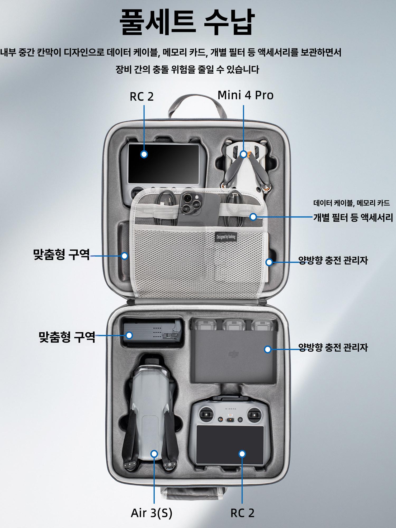 드론 보관함 방폭 케이스 여행 고글 배터리 운반 액세서리용 액세서리 수납함 상자 가방 - 상세 이미지 3