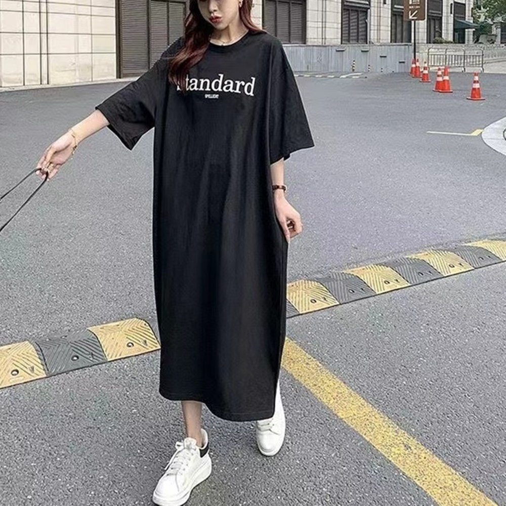 반팔 박스 원피스 임산부 루즈핏 여름 봄원피스 면원피스 옆트임 홈원피스 잠옷 빅사이즈 - 상품 이미지