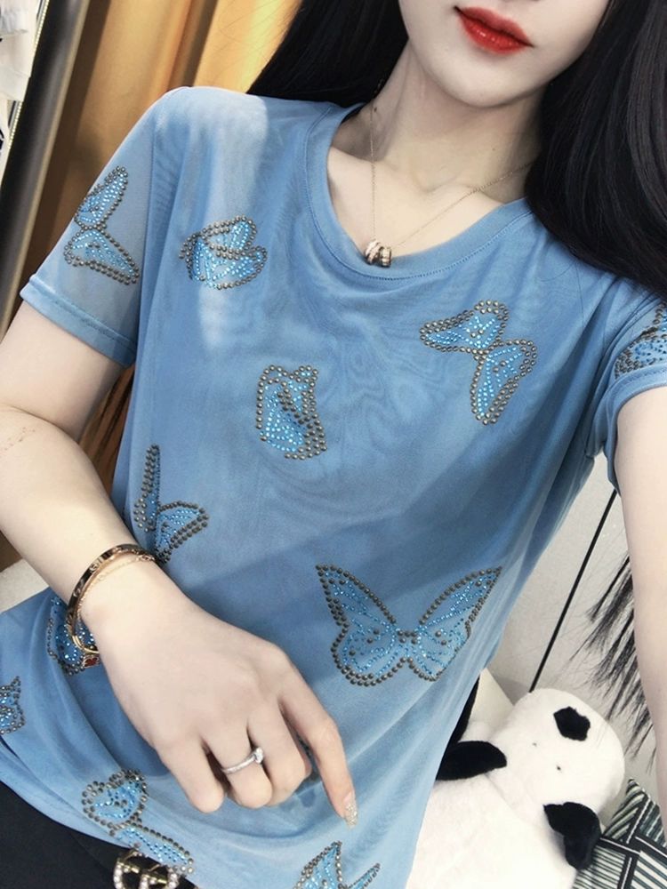 옷 상의 여성티셔츠 댄스 무대의상 복 방송 라인 라틴 무지 무브 스포츠 반팔티셔츠 - 상세 이미지 3