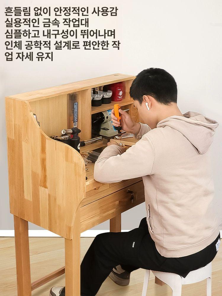 주얼리 세공 공방 책상 귀금속 금속 다이 금속공예 데스크 공예 작업 반지 원목 목공 가죽 - 상세 이미지 4