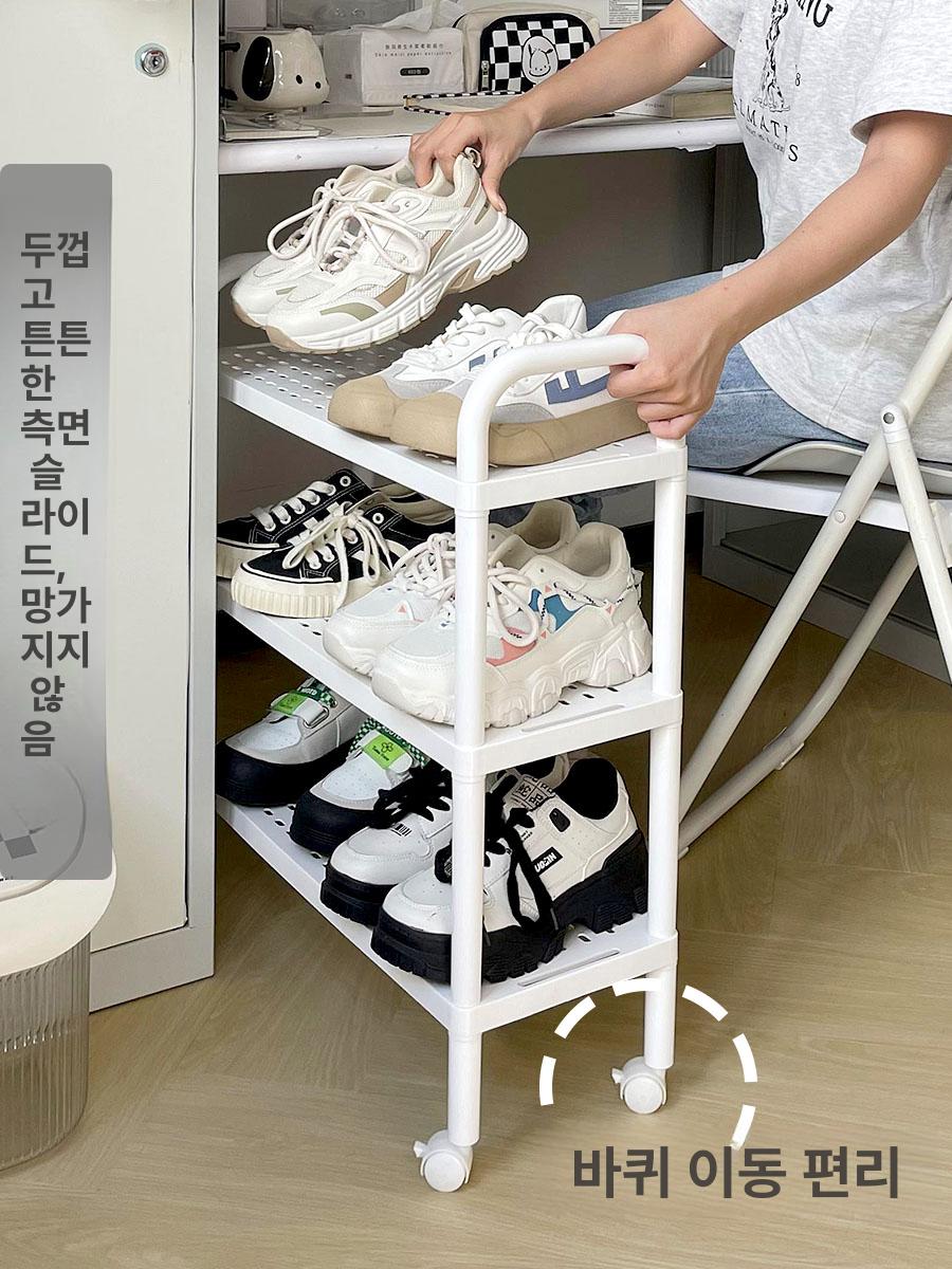 책상밑 신발정리대 사무실 거치대 신발보관함 선반 바퀴 회사 정리 이동식 보관함 실내화 - 상세 이미지 3