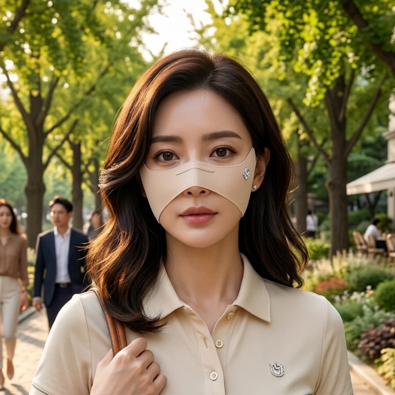 여성 골프 광대 기미방지 마스크 냉감 하프 스포츠 이미지 7