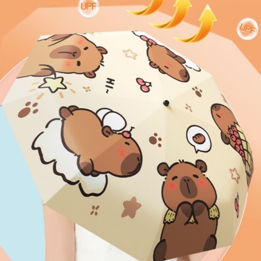 카피바라 우산 접는 튼튼한 접이식 3단 자동 암막 차단 이미지 6
