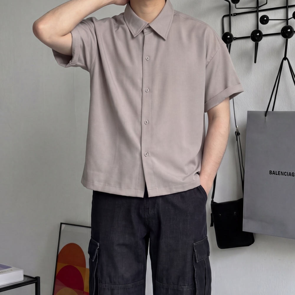 린넨st 여름 오버핏 구김없는셔츠 찰랑 캐주얼 크롭셔츠 - 상세 이미지 2